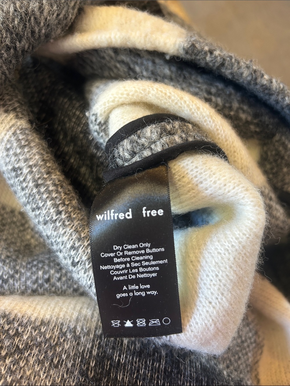 WILFRED FREE Off Duty Black and Cream Checked Wool Coat - Picture 10 of 11
